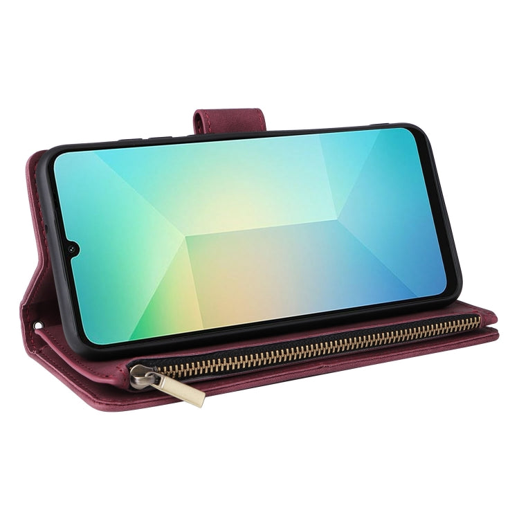 For Galaxy A06 4G Multifunctional Frosted Zipper Wallet Leather Phone Case