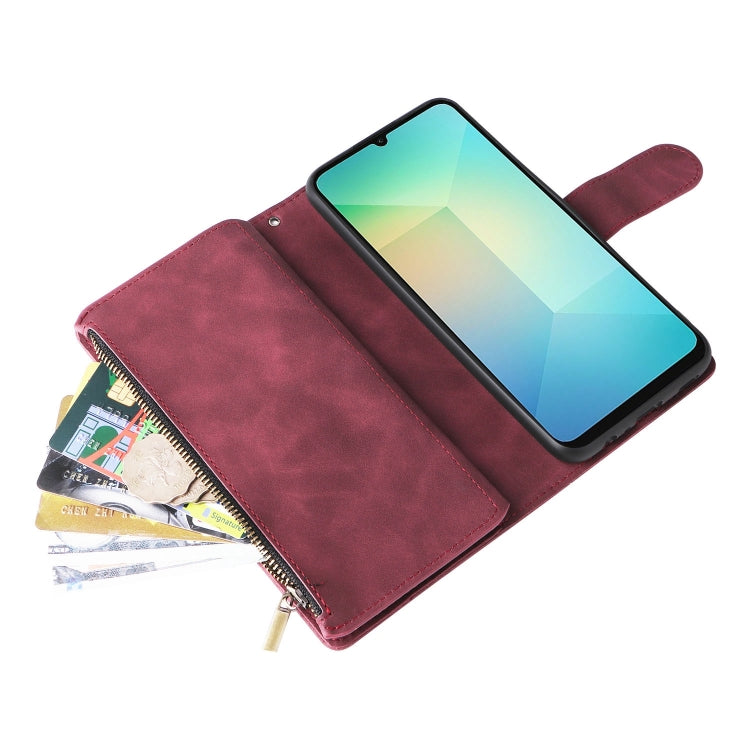 For Galaxy A06 4G Multifunctional Frosted Zipper Wallet Leather Phone Case