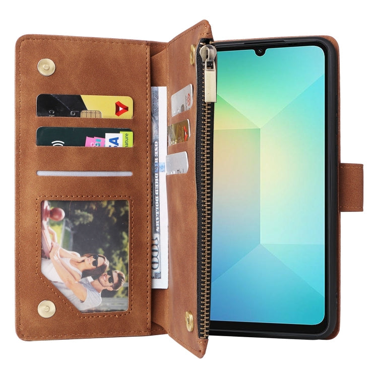For Galaxy A06 4G Multifunctional Frosted Zipper Wallet Leather Phone Case