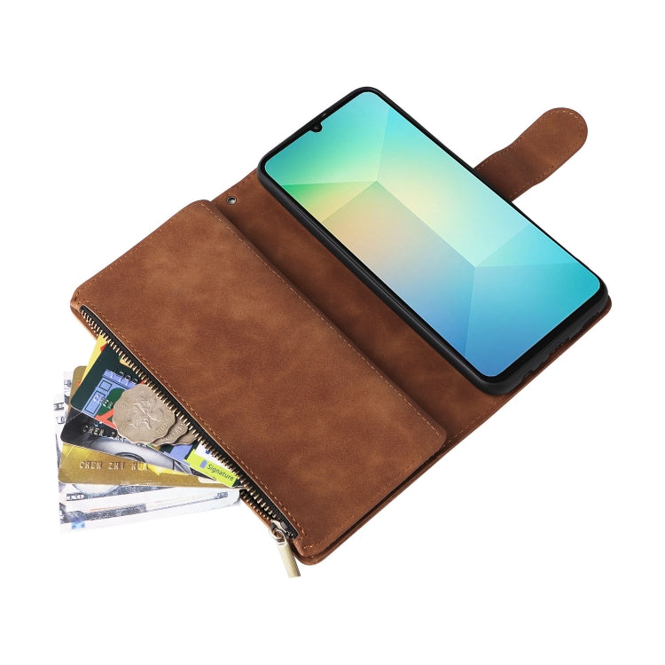 For Galaxy A06 4G Multifunctional Frosted Zipper Wallet Leather Phone Case
