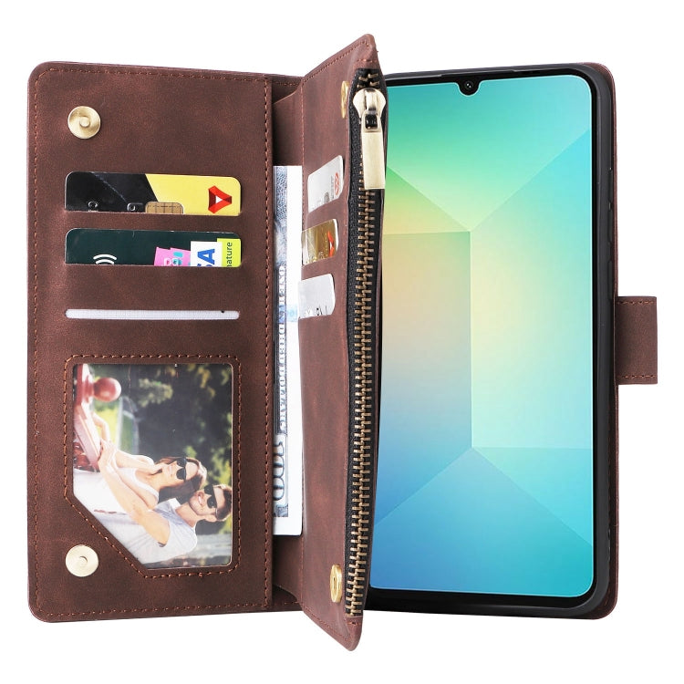 For Galaxy A06 4G Multifunctional Frosted Zipper Wallet Leather Phone Case