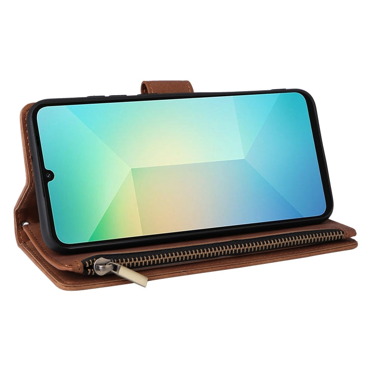 For Galaxy A06 4G Multifunctional Frosted Zipper Wallet Leather Phone Case