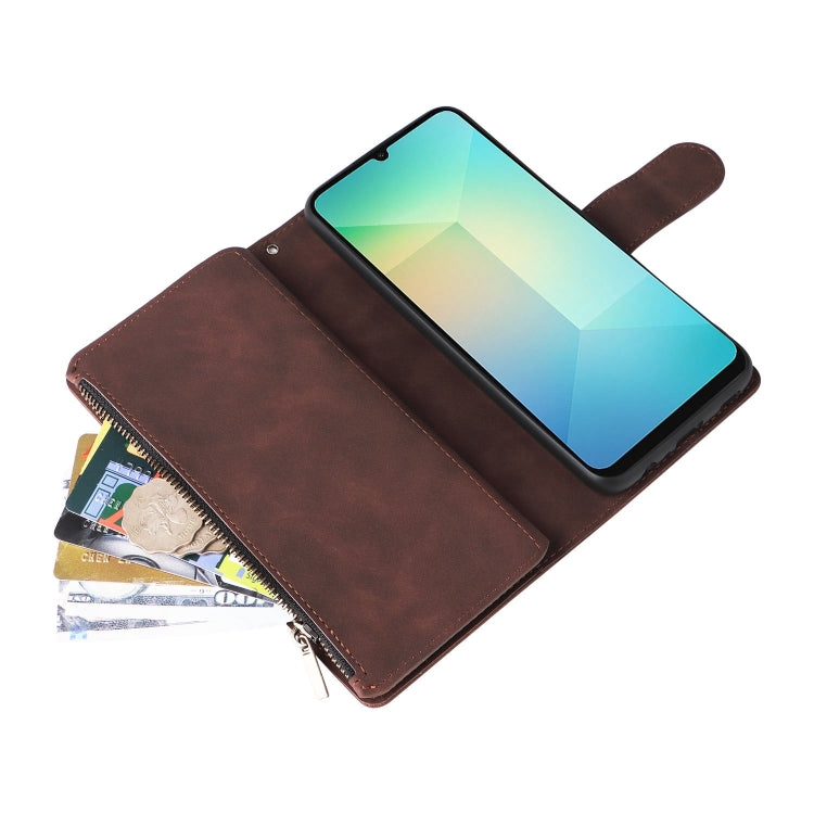 For Galaxy A06 4G Multifunctional Frosted Zipper Wallet Leather Phone Case