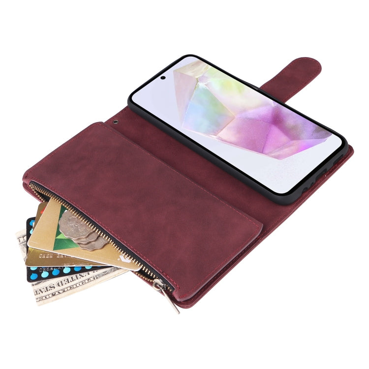 For Galaxy A26 5G Multifunctional Frosted Zipper Wallet Leather Phone Case