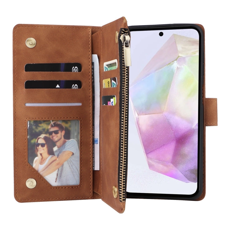 For Galaxy A26 5G Multifunctional Frosted Zipper Wallet Leather Phone Case