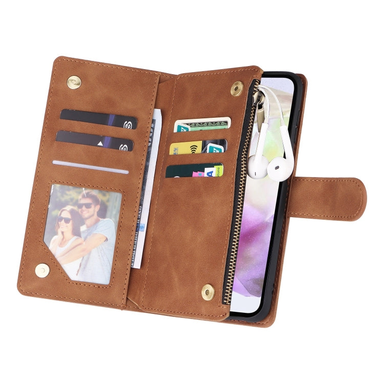 For Galaxy A26 5G Multifunctional Frosted Zipper Wallet Leather Phone Case