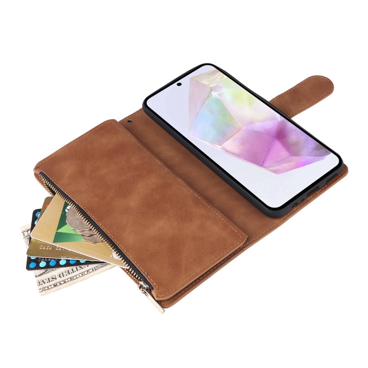 For Galaxy A26 5G Multifunctional Frosted Zipper Wallet Leather Phone Case