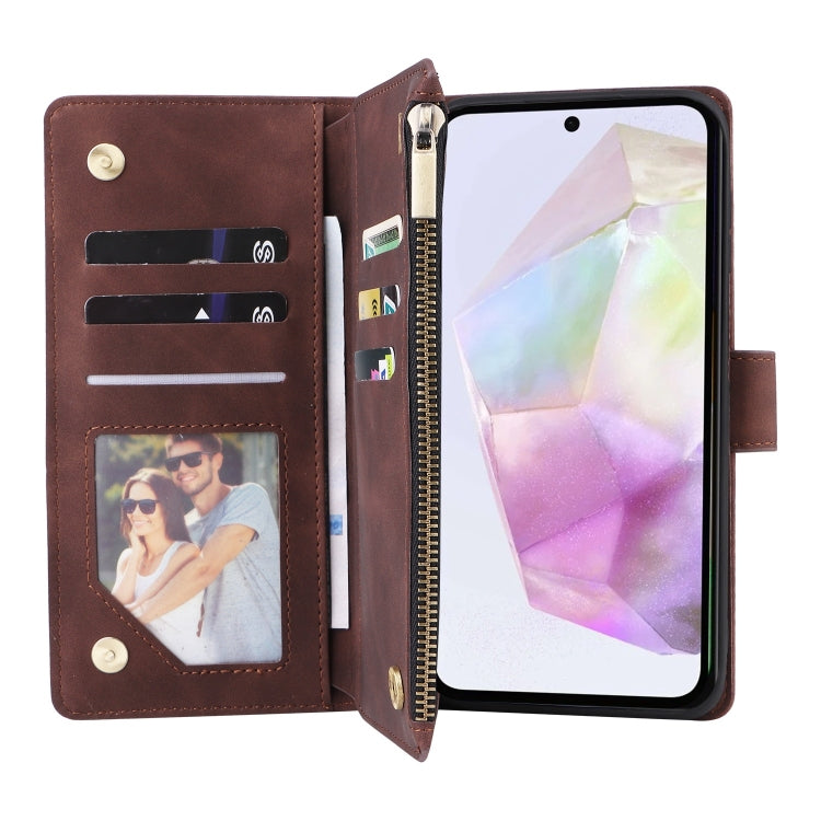 For Galaxy A26 5G Multifunctional Frosted Zipper Wallet Leather Phone Case