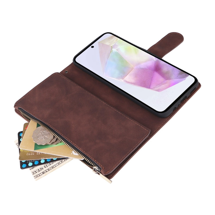 For Galaxy A26 5G Multifunctional Frosted Zipper Wallet Leather Phone Case