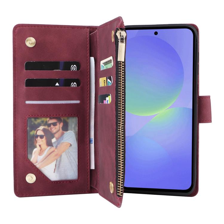 For Galaxy A36 5G Multifunctional Frosted Zipper Wallet Leather Phone Case