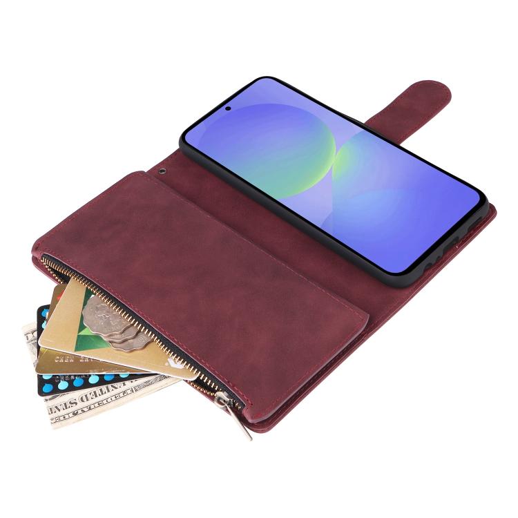 For Galaxy A36 5G Multifunctional Frosted Zipper Wallet Leather Phone Case