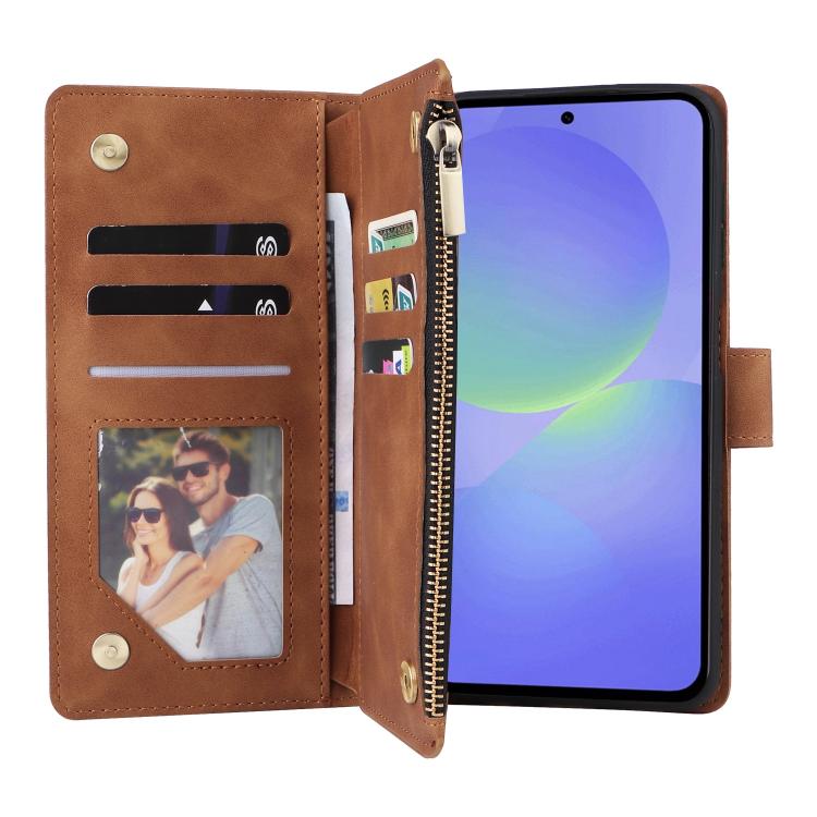 For Galaxy A36 5G Multifunctional Frosted Zipper Wallet Leather Phone Case