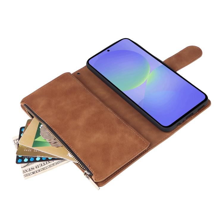 For Galaxy A36 5G Multifunctional Frosted Zipper Wallet Leather Phone Case
