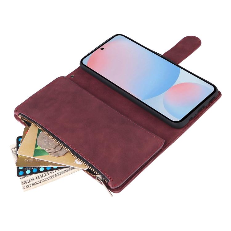 For Galaxy A56 5G Multifunctional Frosted Zipper Wallet Leather Phone Case