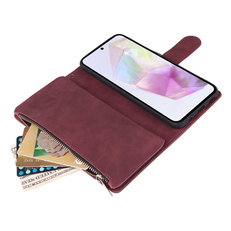 For Galaxy A17 5G Multifunctional Frosted Zipper Wallet Leather Phone Case