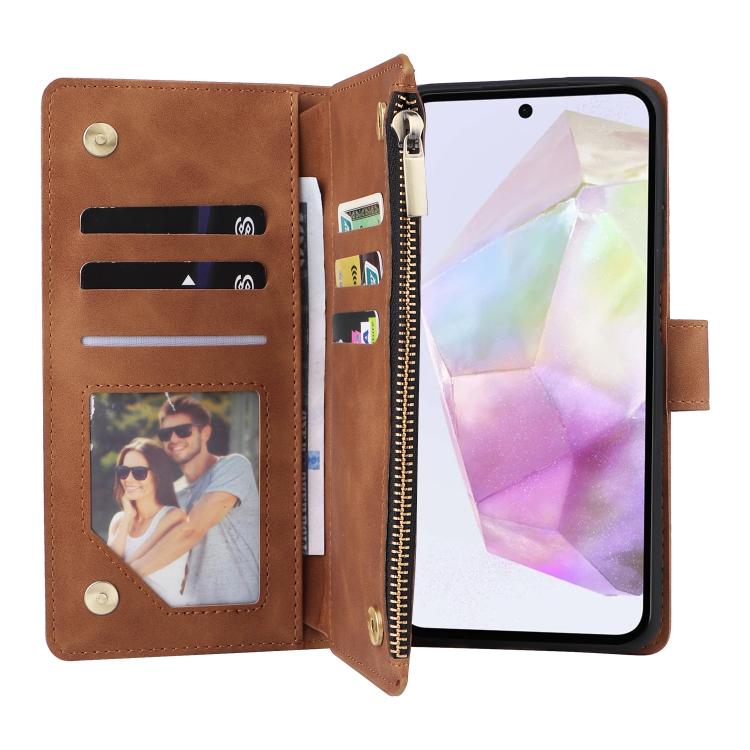 For Galaxy A17 5G Multifunctional Frosted Zipper Wallet Leather Phone Case