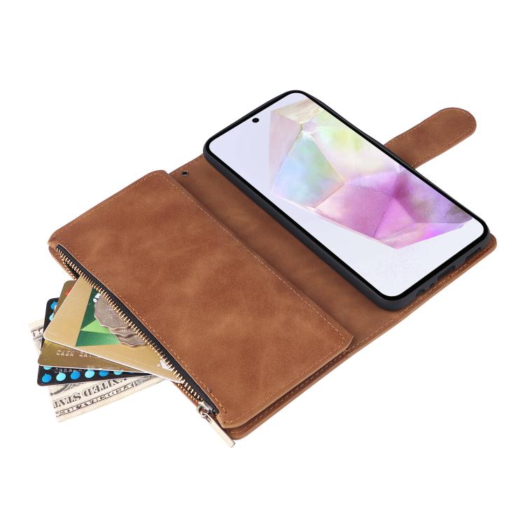 For Galaxy A17 5G Multifunctional Frosted Zipper Wallet Leather Phone Case
