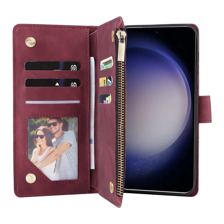 For Galaxy S25 5G Multifunctional Frosted Zipper Wallet Leather Phone Case