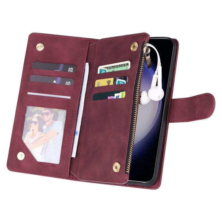 For Galaxy S25 5G Multifunctional Frosted Zipper Wallet Leather Phone Case