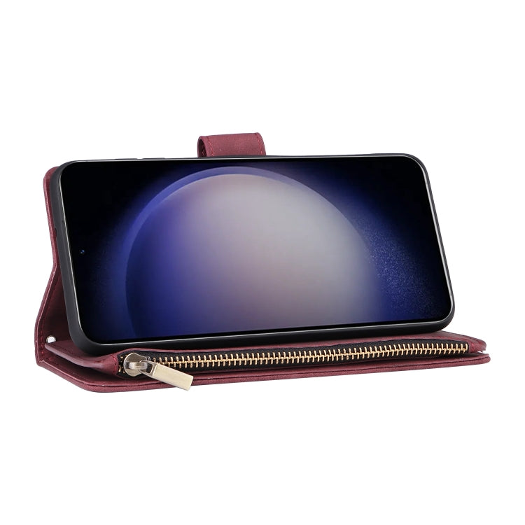 For Galaxy S25 5G Multifunctional Frosted Zipper Wallet Leather Phone Case