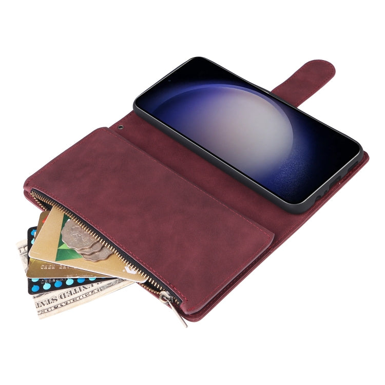 For Galaxy S25 5G Multifunctional Frosted Zipper Wallet Leather Phone Case