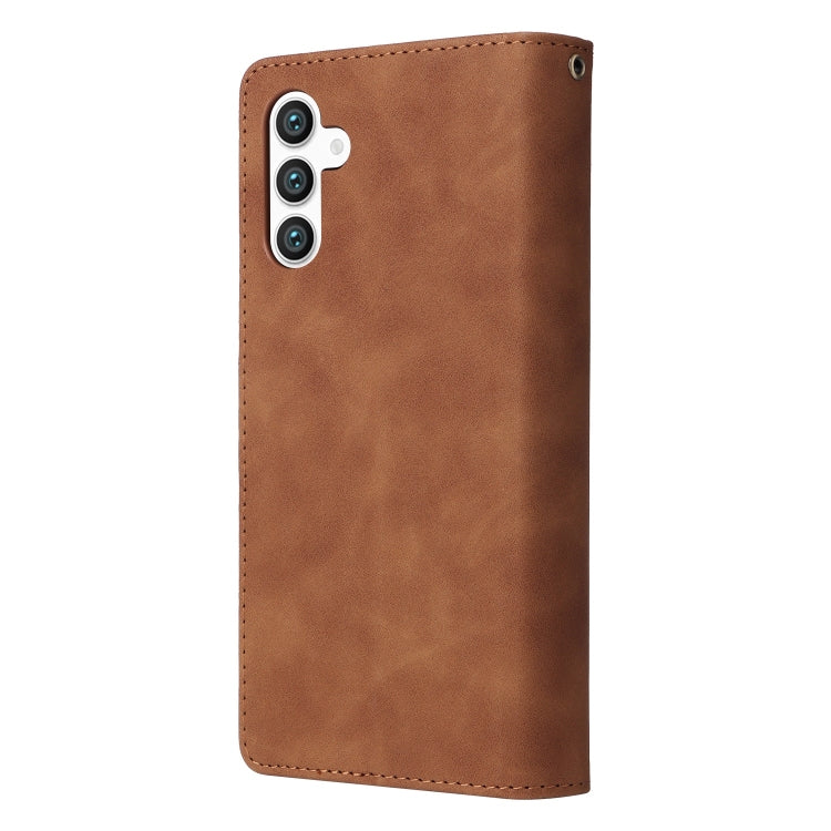 For Galaxy S25 5G Multifunctional Frosted Zipper Wallet Leather Phone Case