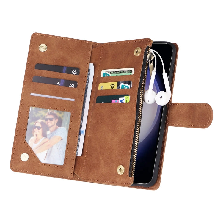 For Galaxy S25 5G Multifunctional Frosted Zipper Wallet Leather Phone Case
