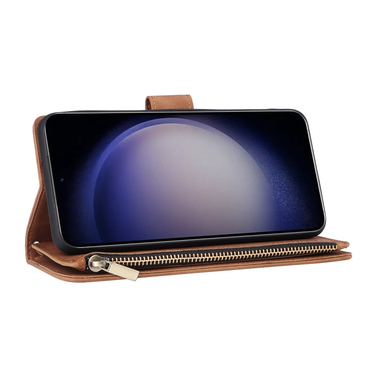For Galaxy S25 5G Multifunctional Frosted Zipper Wallet Leather Phone Case