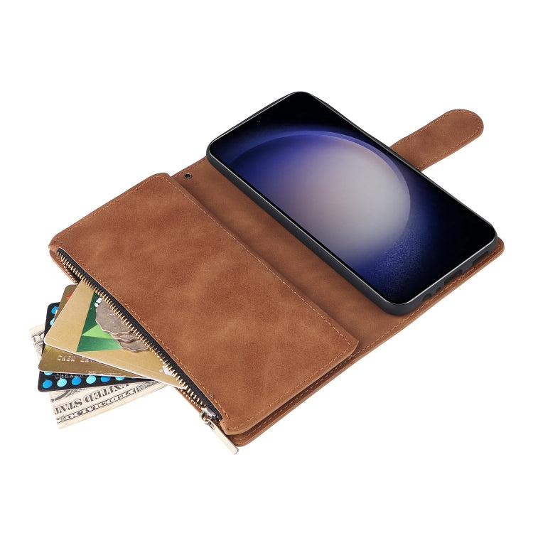 For Galaxy S25 5G Multifunctional Frosted Zipper Wallet Leather Phone Case