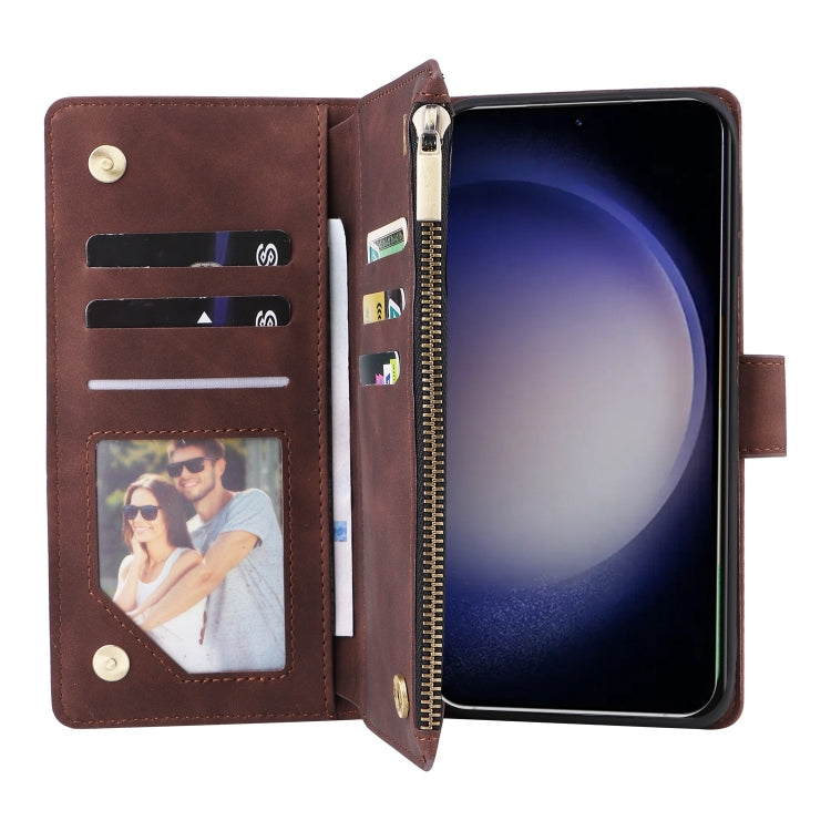 For Galaxy S25 5G Multifunctional Frosted Zipper Wallet Leather Phone Case