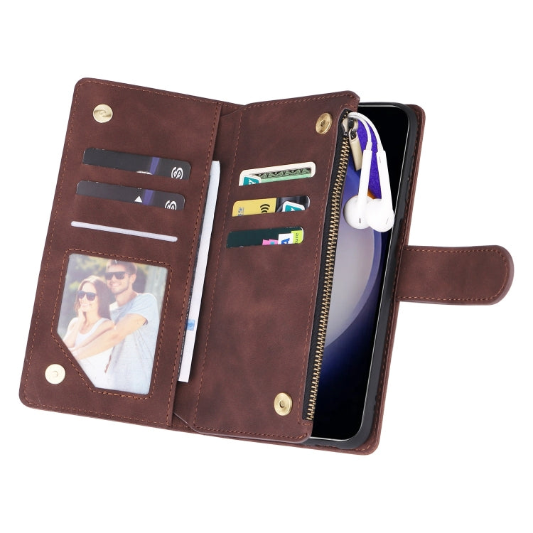 For Galaxy S25 5G Multifunctional Frosted Zipper Wallet Leather Phone Case