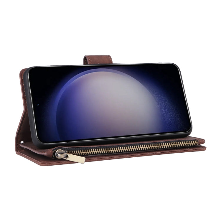 For Galaxy S25 5G Multifunctional Frosted Zipper Wallet Leather Phone Case