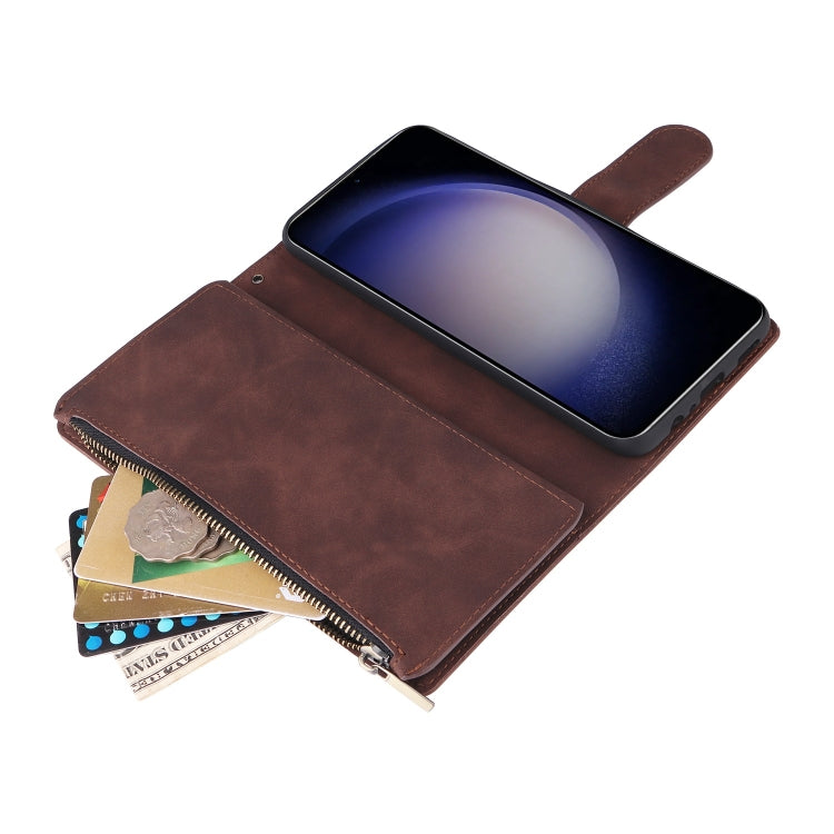 For Galaxy S25 5G Multifunctional Frosted Zipper Wallet Leather Phone Case
