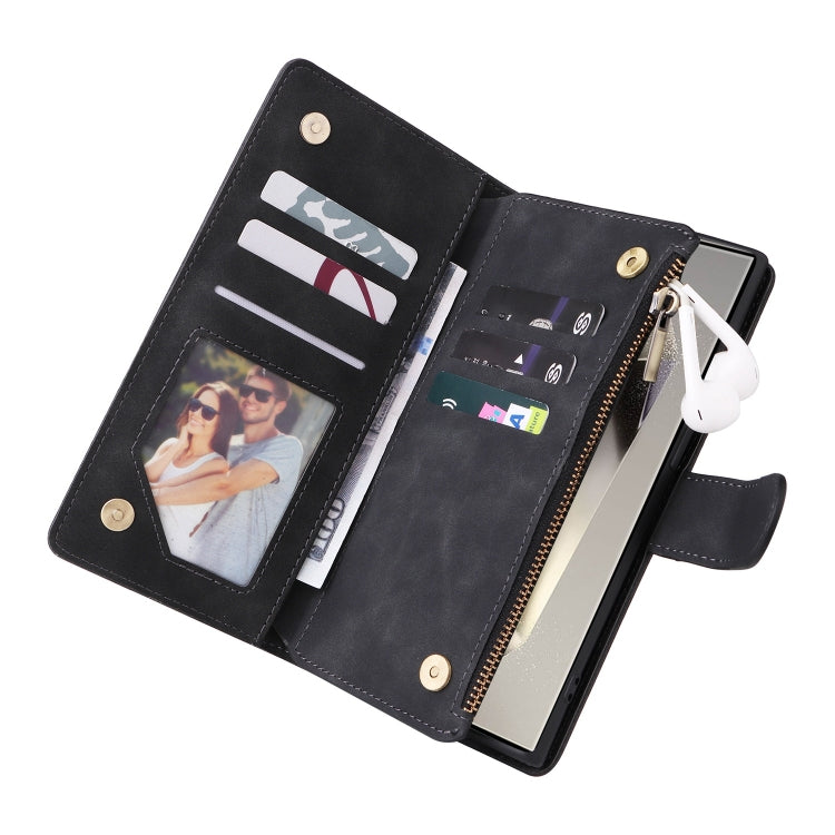 For Galaxy S25 Ultra 5G Multifunctional Frosted Zipper Wallet Leather Phone Case
