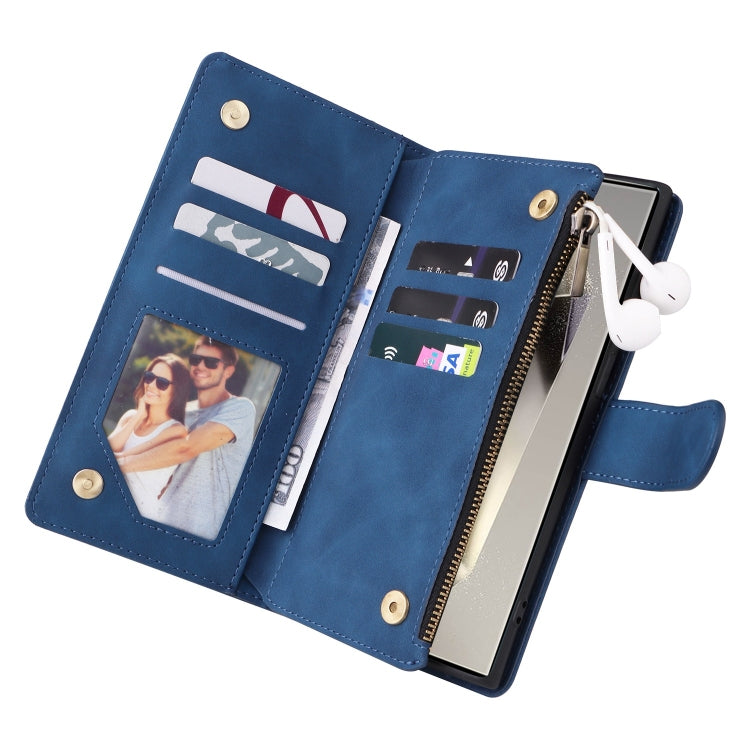 For Galaxy S25 Ultra 5G Multifunctional Frosted Zipper Wallet Leather Phone Case