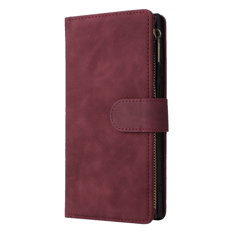 For Galaxy S25 Ultra 5G Multifunctional Frosted Zipper Wallet Leather Phone Case
