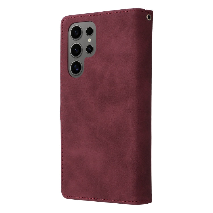 For Galaxy S25 Ultra 5G Multifunctional Frosted Zipper Wallet Leather Phone Case