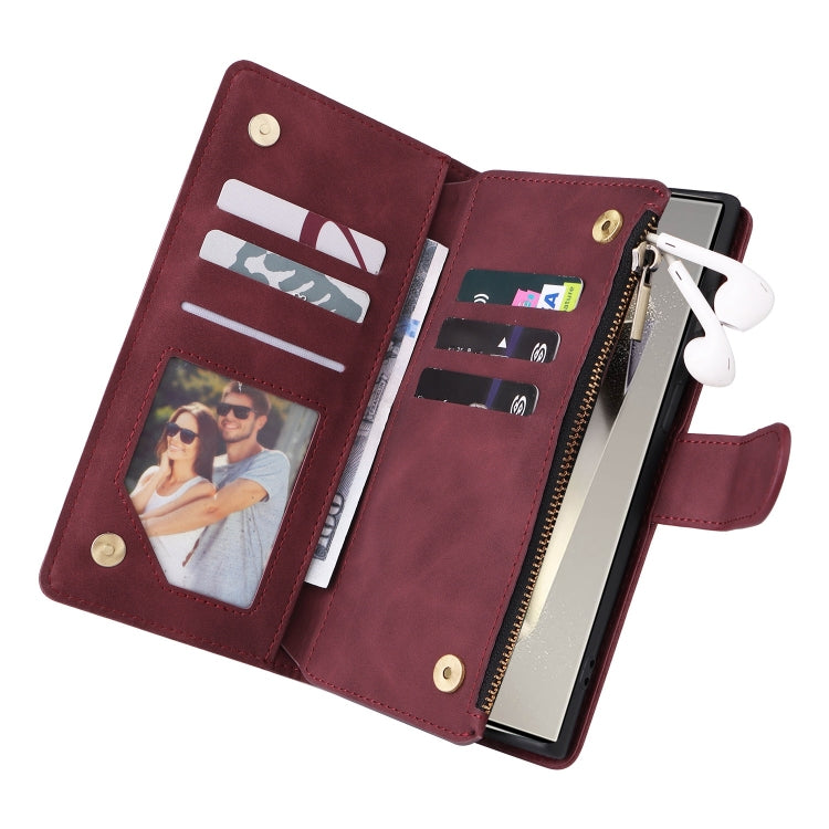 For Galaxy S25 Ultra 5G Multifunctional Frosted Zipper Wallet Leather Phone Case