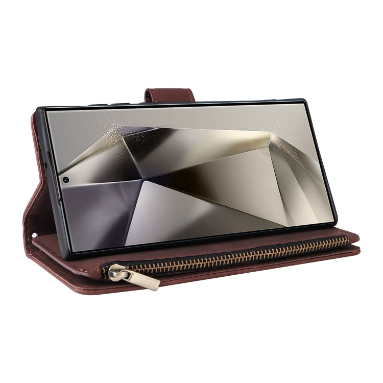 For Galaxy S25 Ultra 5G Multifunctional Frosted Zipper Wallet Leather Phone Case