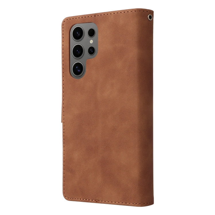 For Galaxy S25 Ultra 5G Multifunctional Frosted Zipper Wallet Leather Phone Case