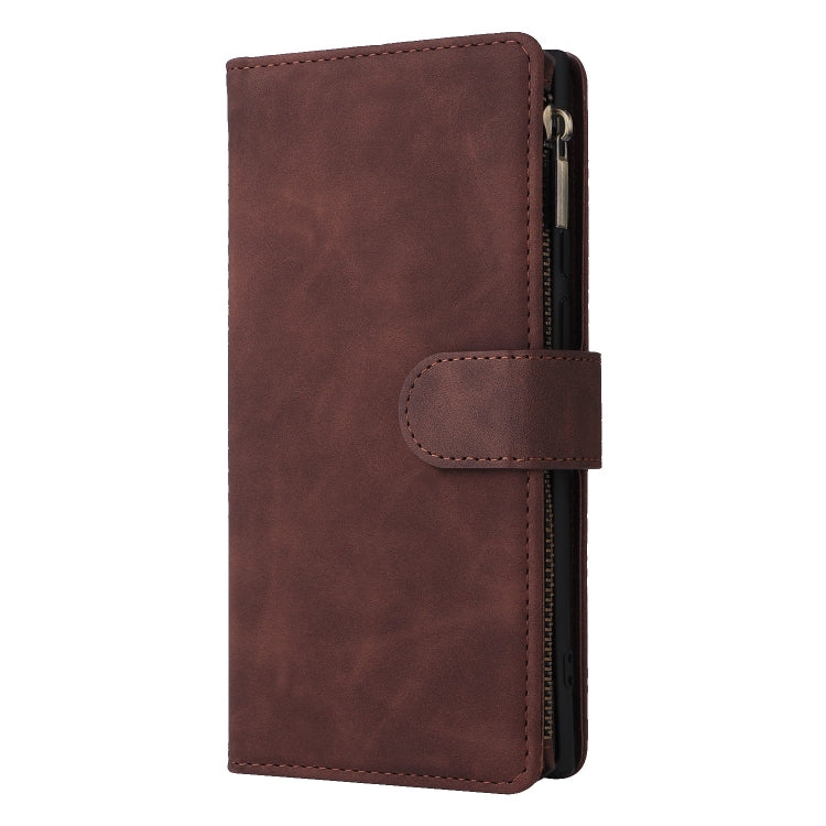 For Galaxy S25 Ultra 5G Multifunctional Frosted Zipper Wallet Leather Phone Case