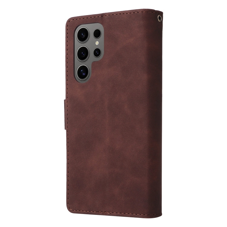 For Galaxy S25 Ultra 5G Multifunctional Frosted Zipper Wallet Leather Phone Case