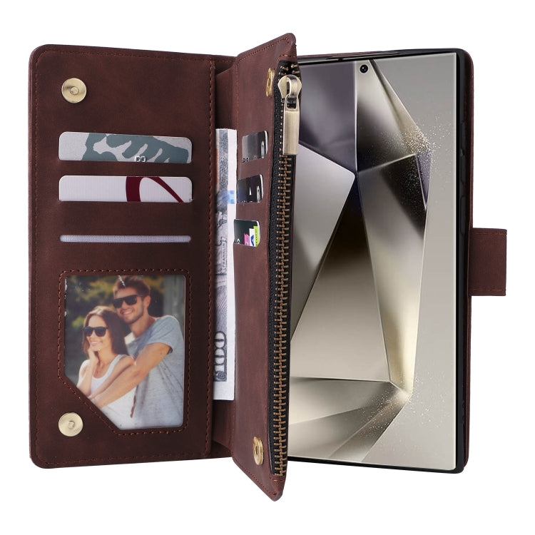 For Galaxy S25 Ultra 5G Multifunctional Frosted Zipper Wallet Leather Phone Case