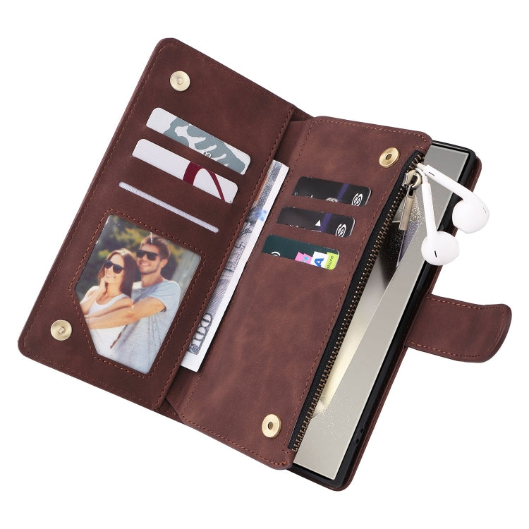 For Galaxy S25 Ultra 5G Multifunctional Frosted Zipper Wallet Leather Phone Case
