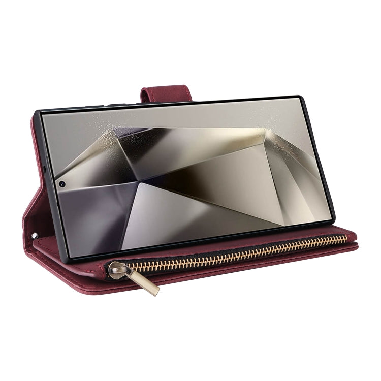 For Galaxy S25 Ultra 5G Multifunctional Frosted Zipper Wallet Leather Phone Case