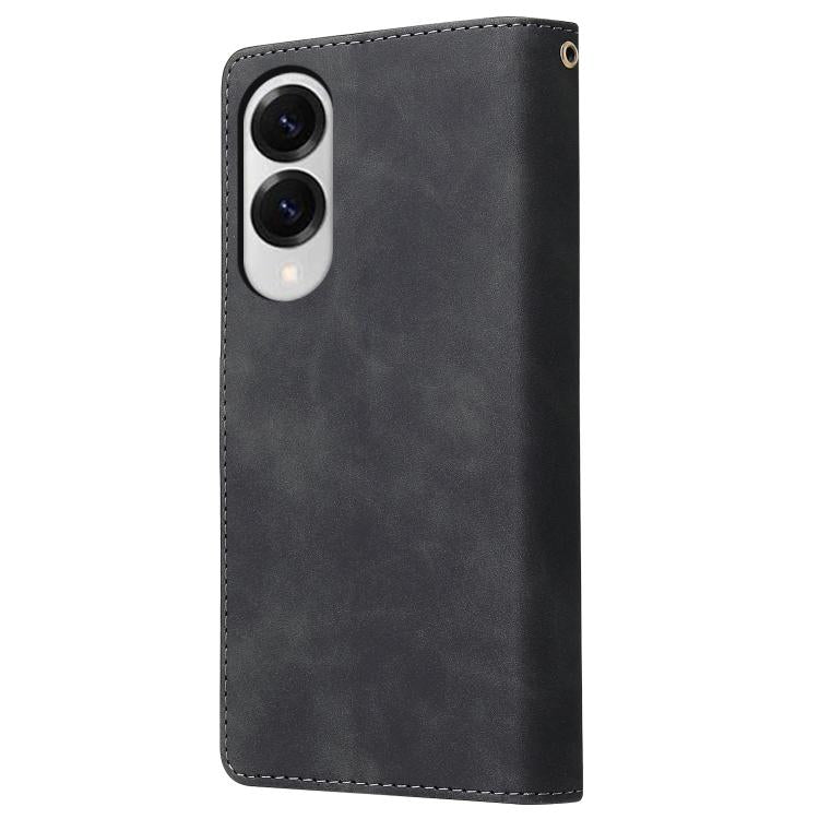 For Galaxy S25 Edge 5G Multifunctional Frosted Zipper Wallet Leather Phone Case