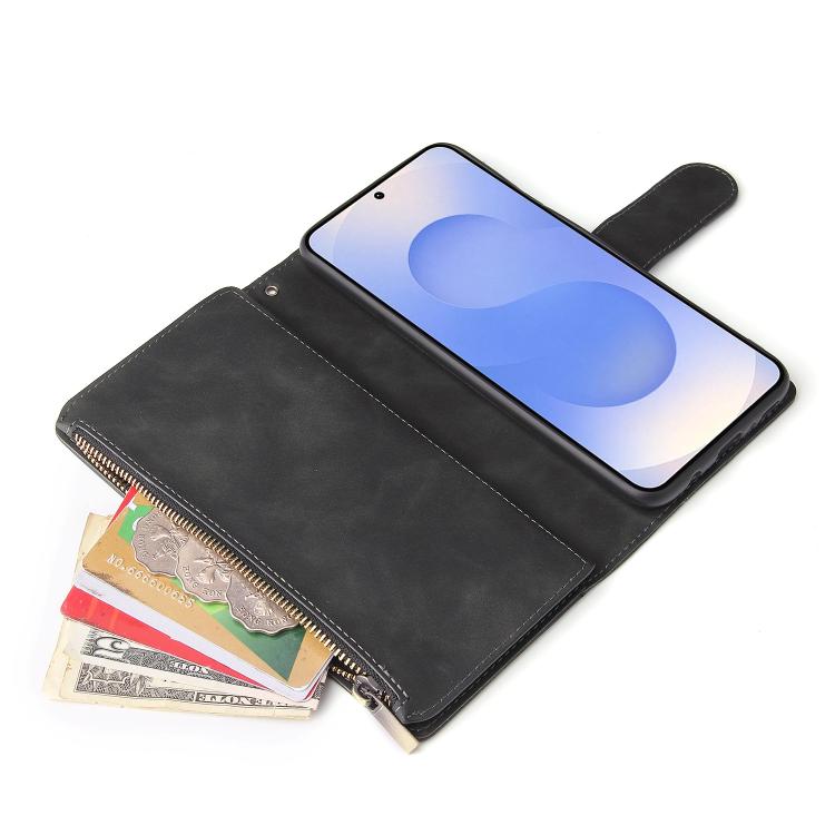 For Galaxy S25 Edge 5G Multifunctional Frosted Zipper Wallet Leather Phone Case