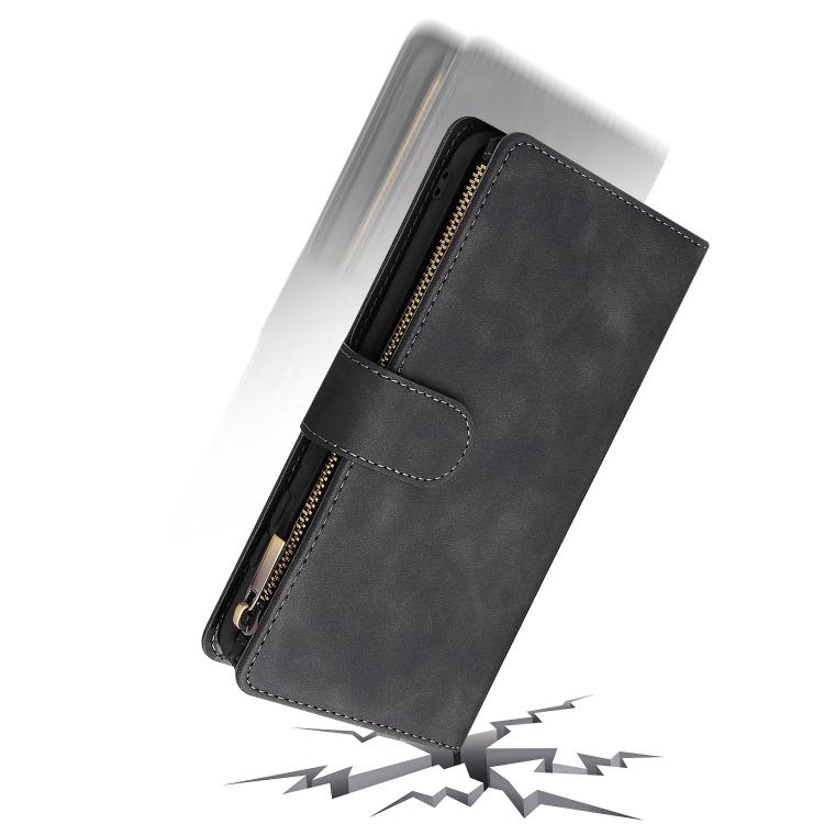 For Galaxy S25 Edge 5G Multifunctional Frosted Zipper Wallet Leather Phone Case