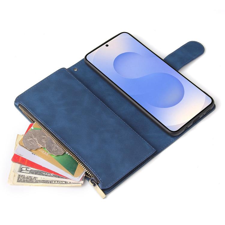 For Galaxy S25 Edge 5G Multifunctional Frosted Zipper Wallet Leather Phone Case