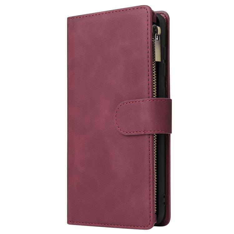 For Galaxy S25 Edge 5G Multifunctional Frosted Zipper Wallet Leather Phone Case